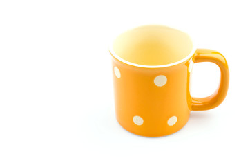 Yellow mug isolated white background