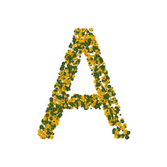 Letter A made from green and yellow bell peppers