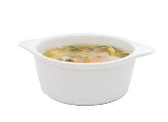 soup with fresh vegetables isolated