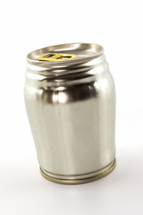 Closeup aluminum tin can.