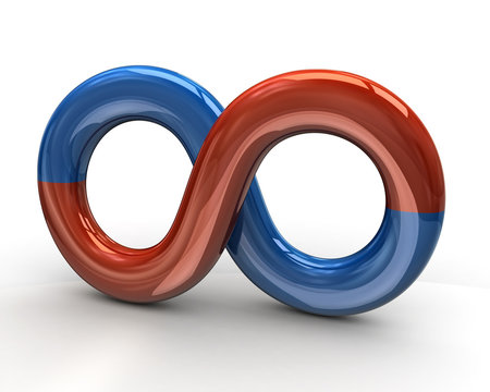 Red and blue infinity symbol