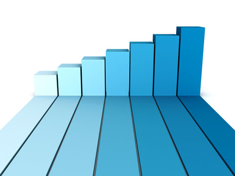 Blue Rising Busines Bar Graph Diagram