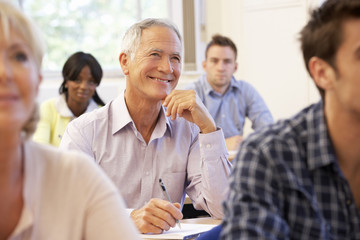 Senior student in class