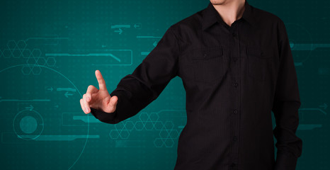 Businessman pressing imaginary button