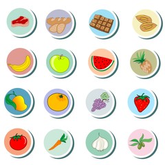 Food objects cartoon Icons