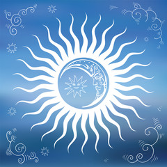 Vintage Sky, sun, moon, clouds, stars.