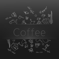 Coffee icons with black Background