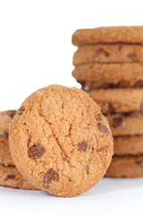 Chocolate cookies biscuit on a white background