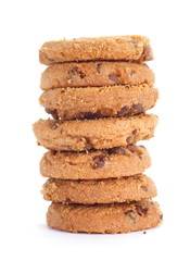 Chocolate cookies biscuit on a white background
