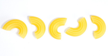 Raw italian food  pasta macaroni on white