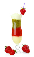 Delicious fruit smoothie isolated on white