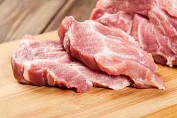 Raw pork on cutting board