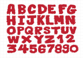 Hand drawn letters font written with a pen