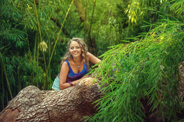 A beautiful girl in a bamboo grove