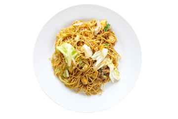 Chinese food stir - fried noodles with pork and vegetables