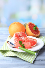 Ripe peeled grapefruits