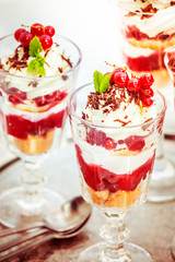 Redcurrant ice cream parfait