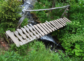 Wooden bridge in National Park Retezat, Romania, Europe