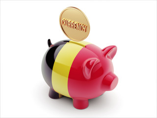 Belgium Currency Concept. Piggy Concept