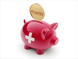 Switzerland Currency Concept. Piggy Concept