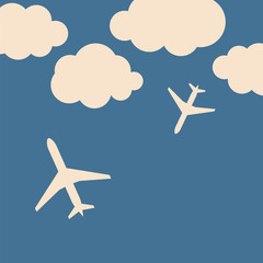 Abstract background with airplanes and clouds