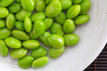 Japanese healthy appetizer edamame green soy beans