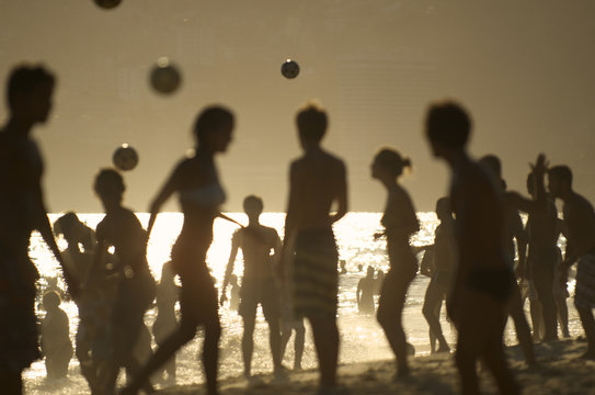 Rio de Janeiro Beach Silhouettes Brazilians Playing Altinho