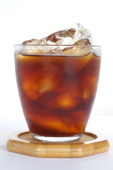 Ice black coffee on a white background