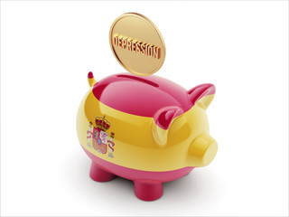 Spain Depression Concept. Piggy Concept