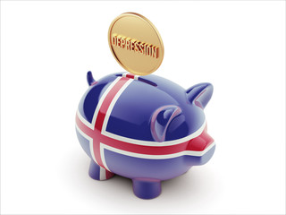 Iceland Depression Concept. Piggy Concept