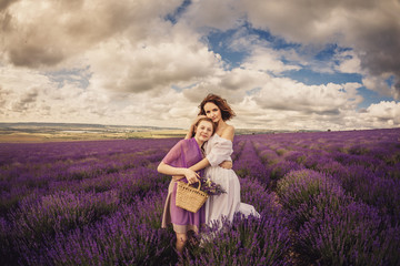 Mother and daughter in lavender