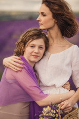 Mother and daughter in lavender