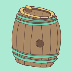 old barrel (wooden barrel), vector illustration, hand drawn