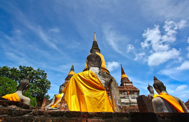 Fototapeta na wymiar Wat Yai Chai Mongkol in Ayutthaya province of Thailand