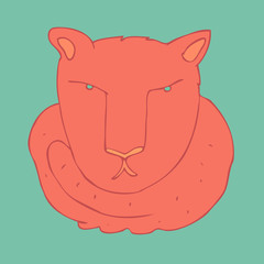 serious frowning cat, vector illustration, hand drawn