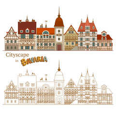 View of Bavarian Street and Typical German Houses