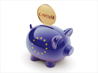 European Union E-Business Concept Piggy Concept