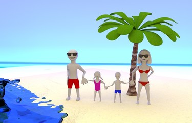 Obraz na płótnie Canvas photo of family on tropical vacation at the seaside