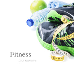 Sport shoes and water bottle