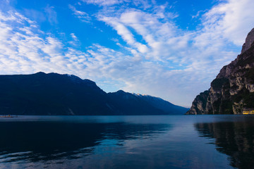 Plakat riva del garda. Mountain lake Lago di Garda