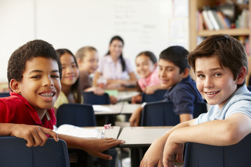Teacher and schoolchildren in class