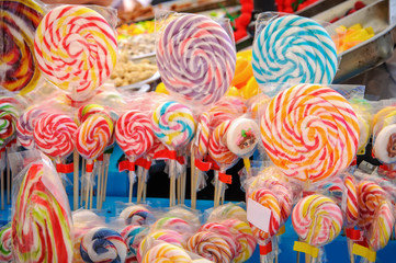 Fototapeta na wymiar Mixed colorful lollipops