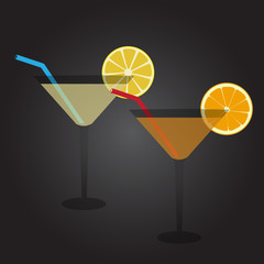 two glasses full of cocktail drink at party eps10