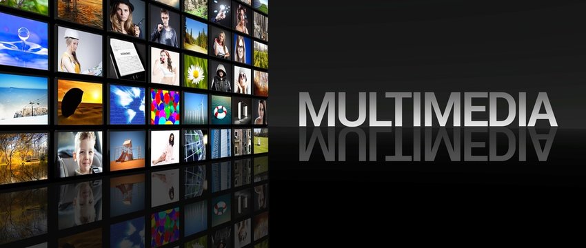 Multimedia television screens black background