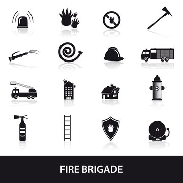 fire brigade icons set eps10