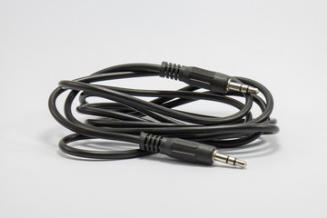 Stereo audio cable isolated on white
