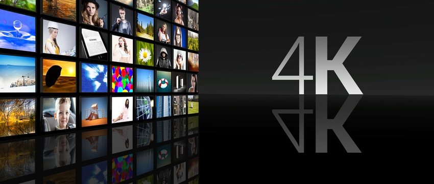4K Television screens black background