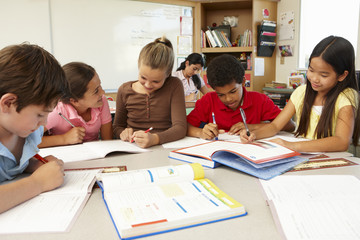 Teacher and schoolchildren in class