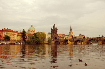 Naklejka premium Old Prague at sunset