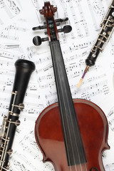 Obraz na płótnie Canvas Musical instruments classical music sheet